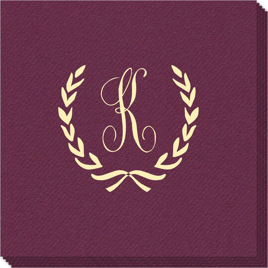 Laurel Wreath with Initial Linen Like Napkins